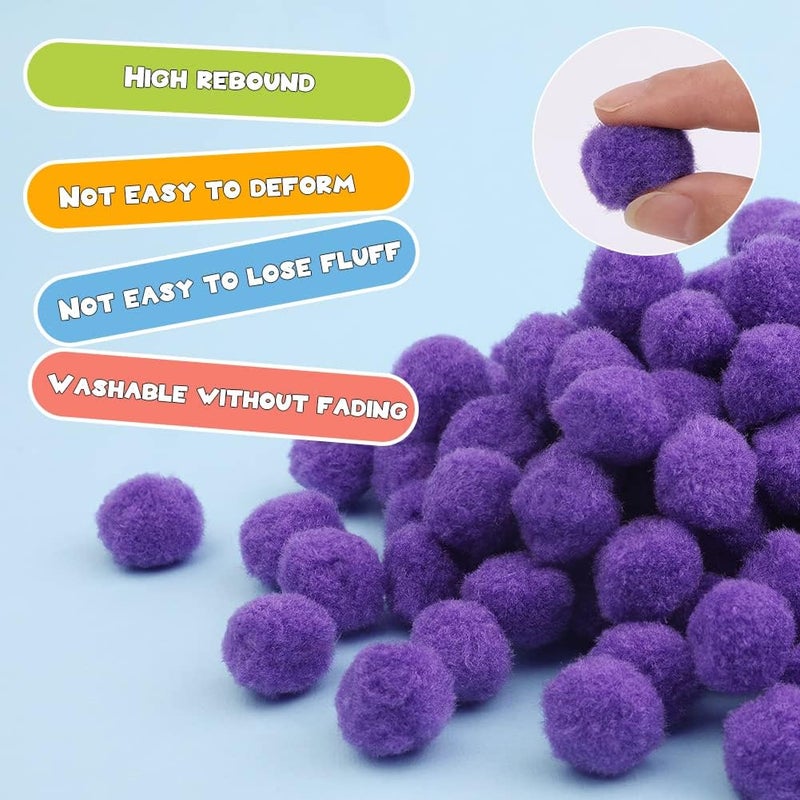 MORFEN 150 Pieces Pom Poms, 1 Inch Purple Craft Pom Poms, Fuzzy Pompom Puff Balls, Small Pom Pom Balls for DIY, Arts, Crafts Projects, Birthday Decorations - Image 3